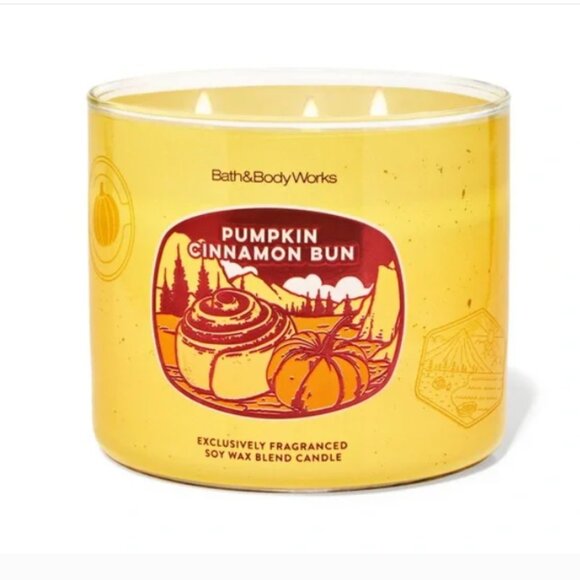 Bath & Body Works Pumpkin Cinnamon Bun 3-Wick Candle NWT - Picture 1 of 1